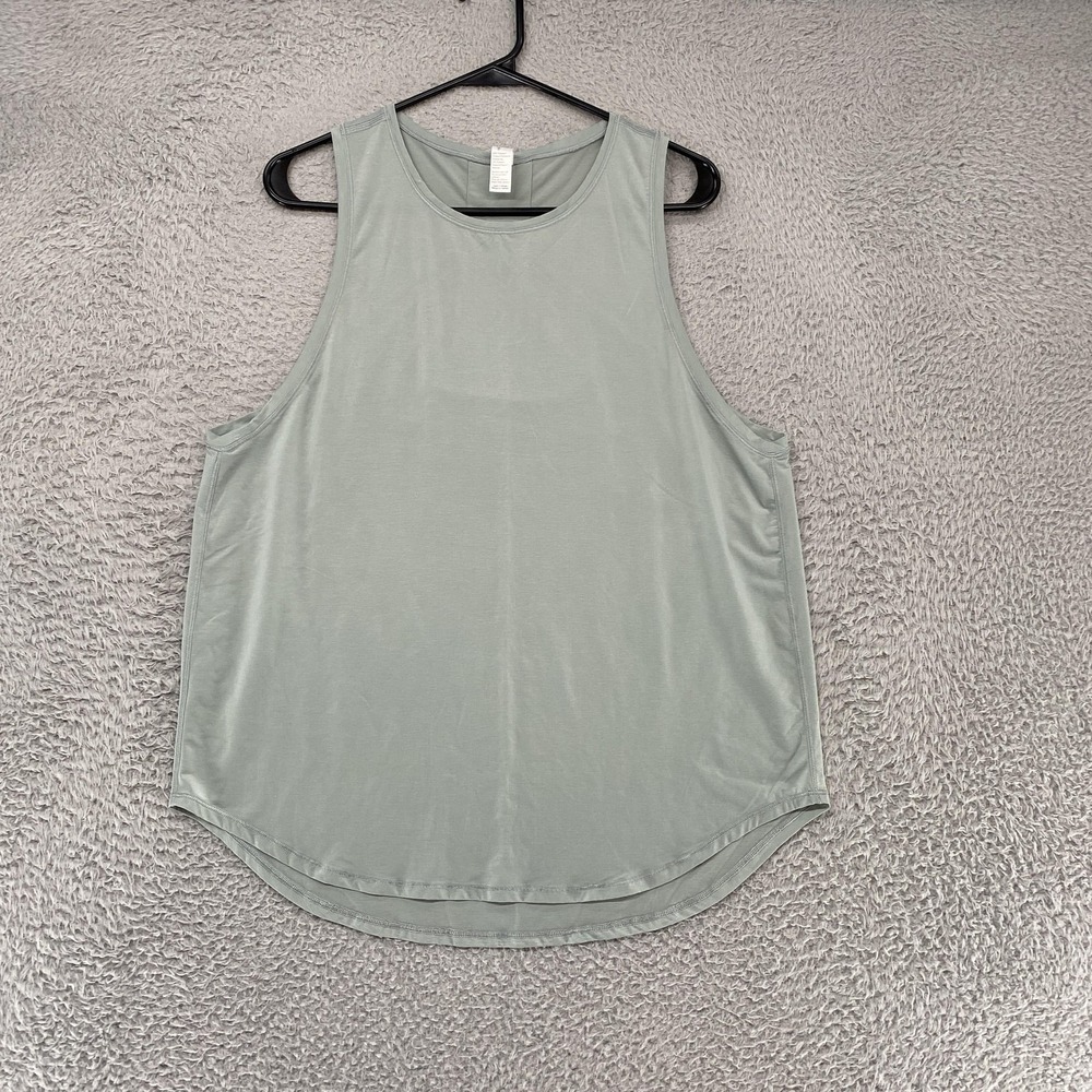 Spanx Tank Top Womens Large Green Racerback Crew Neck Jersey Stretch Workout Gym